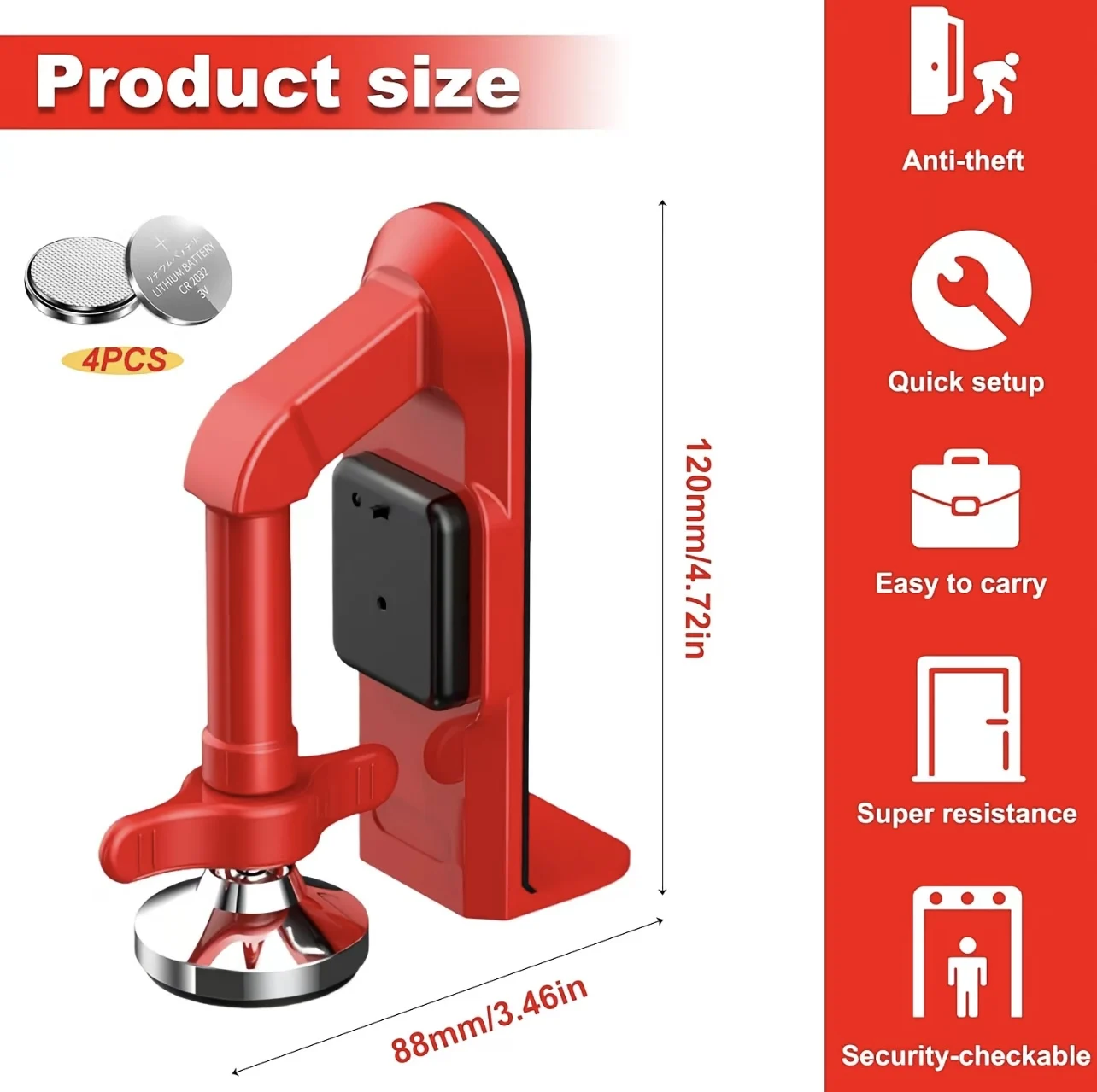 1pc Portable Alarm Door Stoppe - Door Stop Alarm ulasan dan harga